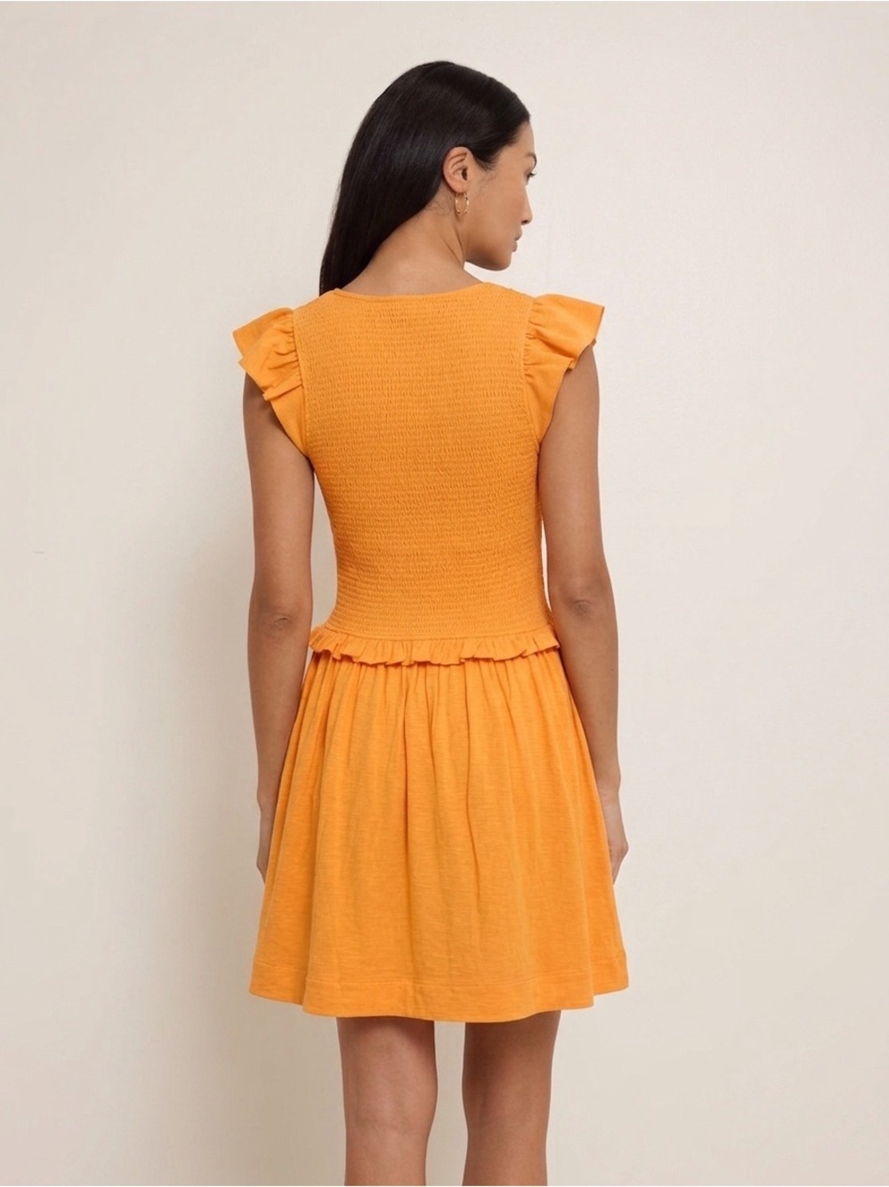 080 NATION LTD. Women's Ginger Smocked Pima Cotton Dress - Tang, Medium - Picture 3 of 16